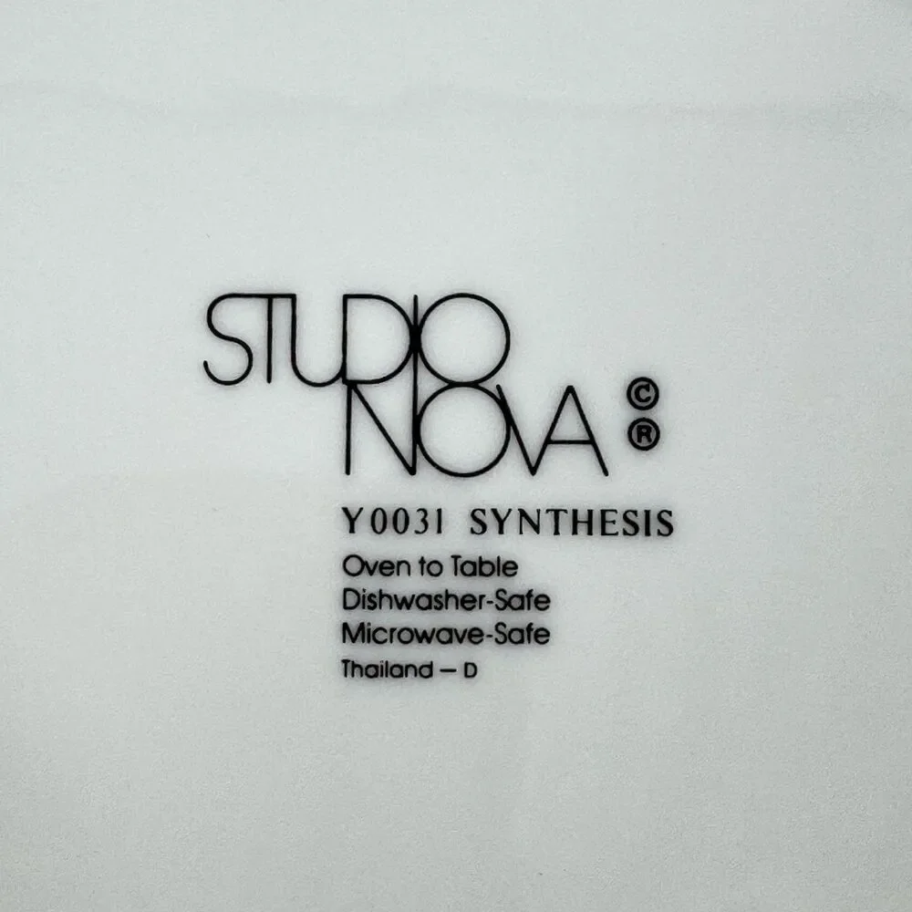Studio Nova Synthesis Y0031 Soup Bowls Set of 5 White Black Rim 9” Octagonal